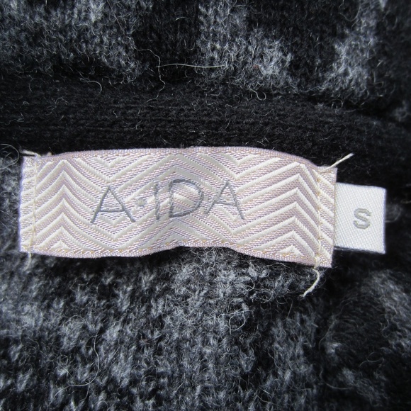 Womens Cardigan size S Wool Blend Long‎  Black/Grey Leopard 1 Button cozy  Italy - Picture 8 of 16